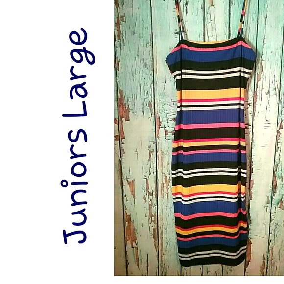 love J Dresses & Skirts - 🎈Striped Stretchy Colorful Summer Dress L